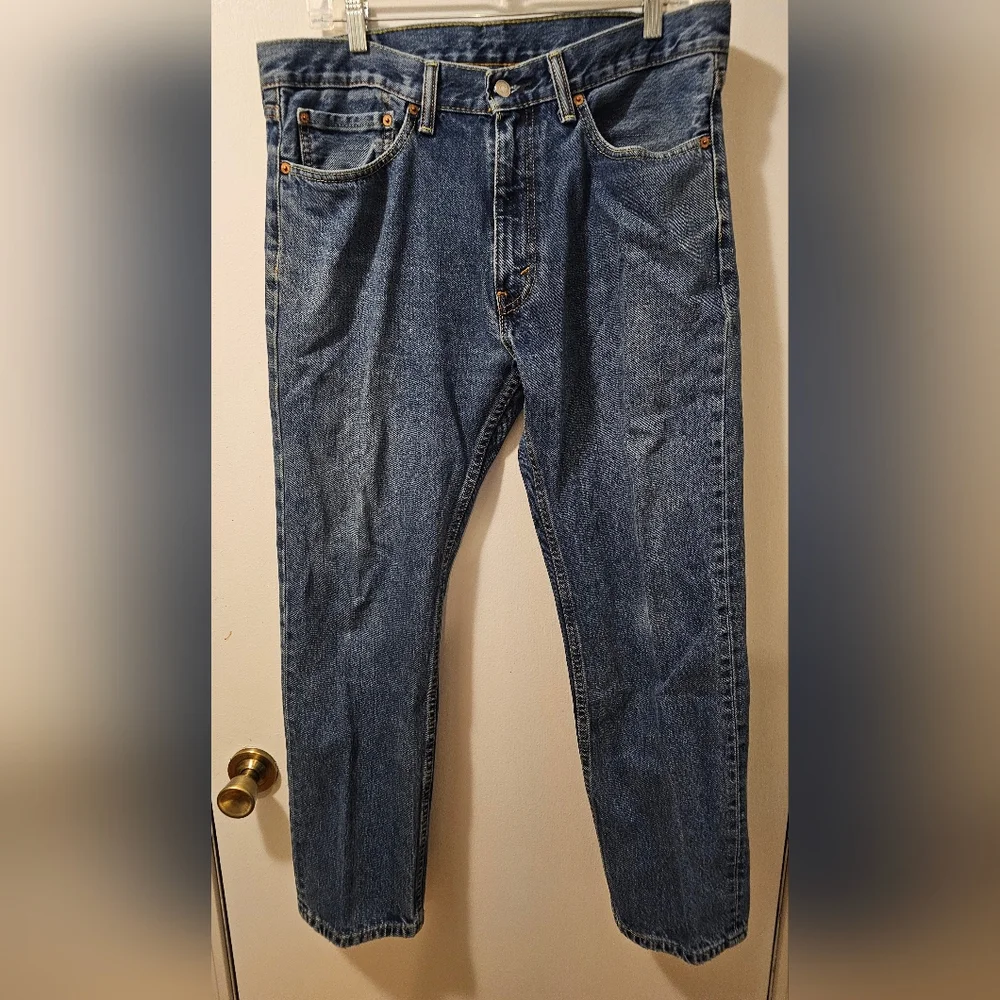 Levi’s 505 Straight Denim Blue 100% Cotton Jeans Men's Size‎ 34X30